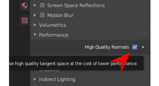 Checking High Quality Normals box in Blender