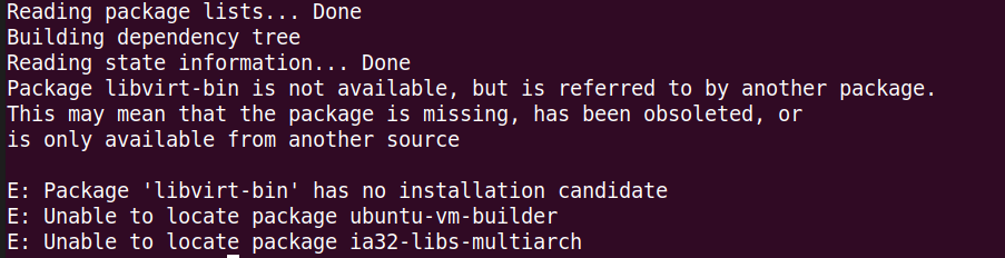 libvirt-bin has no installation candidate